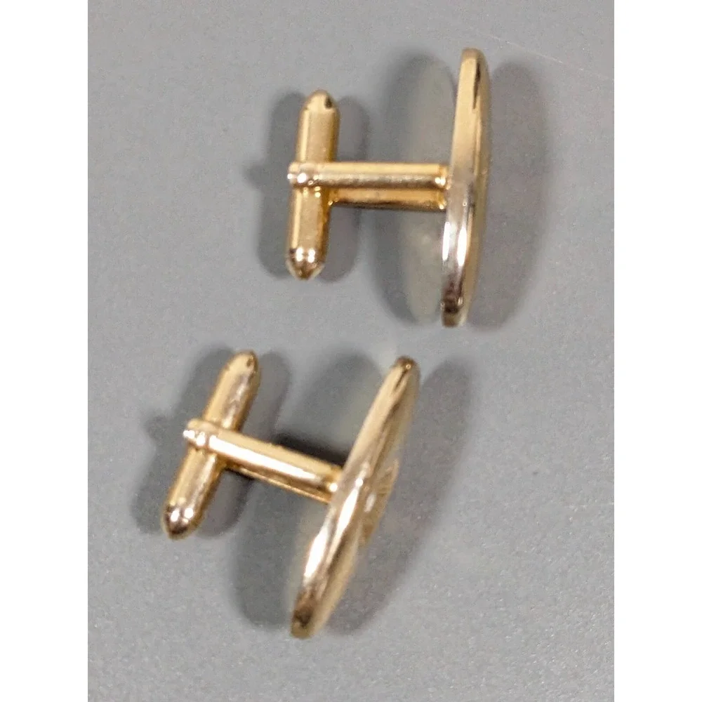 Vintage Swank Aurora Borealis AB Oval Cufflinks‎ Gold Tone